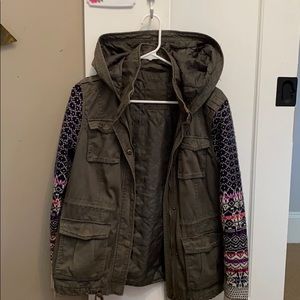 Army Jacket with Sweater Arms and Hood